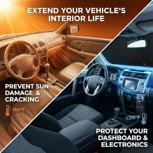 for GMC Sierra 1500 Sun Shade Windshield Cover - Custom Fit Sierra 1500 Accessories 2019-2025 2026 Sunshade Foldable UV Protection & Heat Shield Sun Visor Accessories