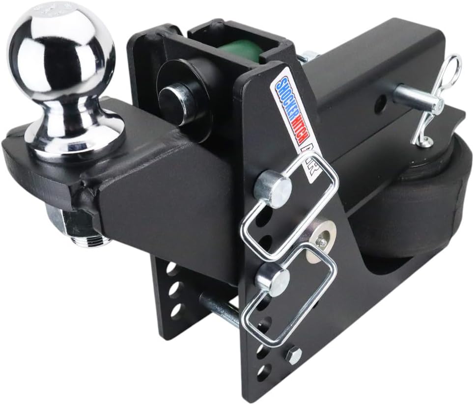 Shocker Max Black Air Ride Hitch - Raised Ball Mount (2" Rise / 2" of Drop) Fits 2-1/2"Hitch Has 2-5/16"Ball - 14,000 lbs