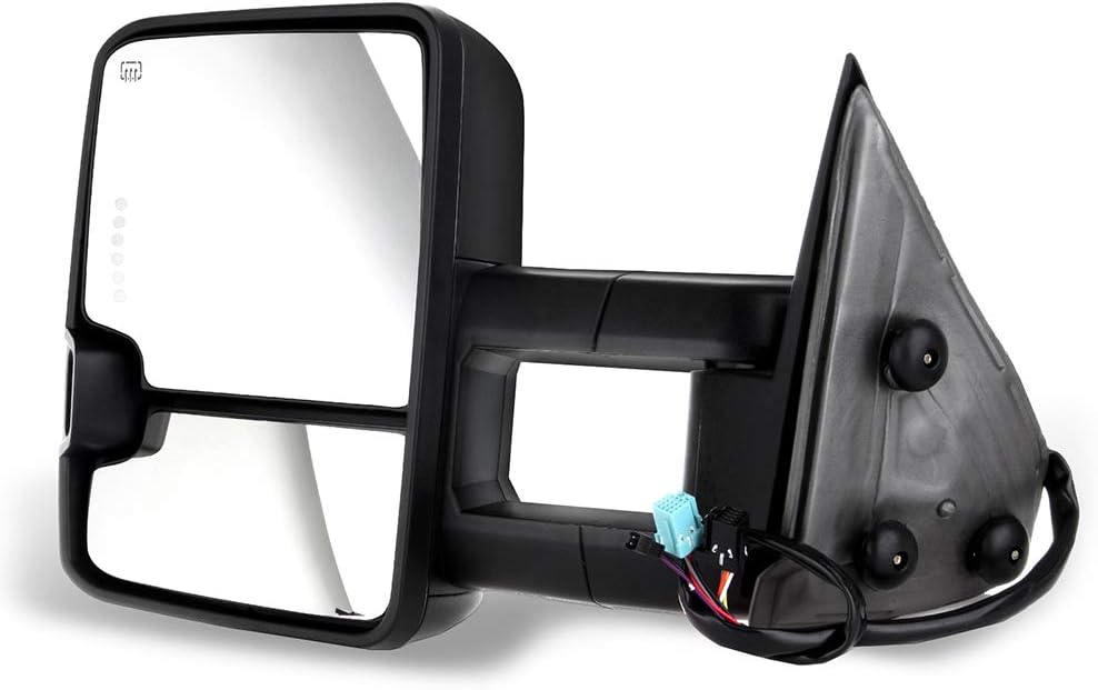 A Pair Heated Towing Mirrors Fits 2003-2006 for Chevy for GMC Sierra Pickup Yukon XL Yukon Denali Cadillac Escalade All Model, Power Adjusted View Mirror with LED Turn Signal Light