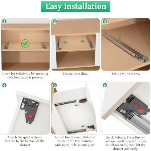 undermount drawer slides,16inch bottom mount full extension drawer, view 9