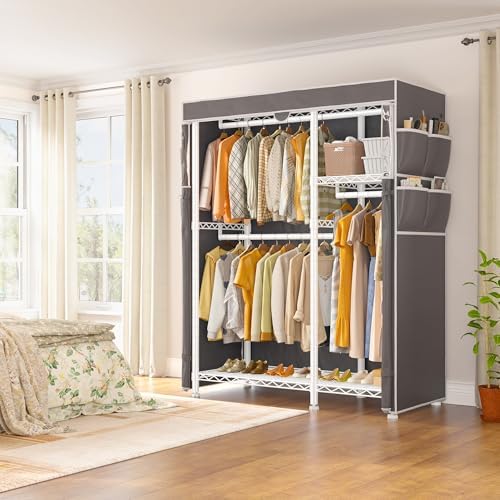 raybee clothes rack with cover, rolling portable closet, package contents