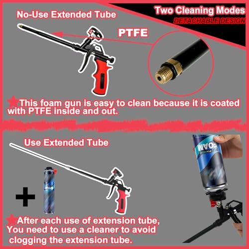 25in extended spray foam insulation gun-ptfe coated professional, close-up detail