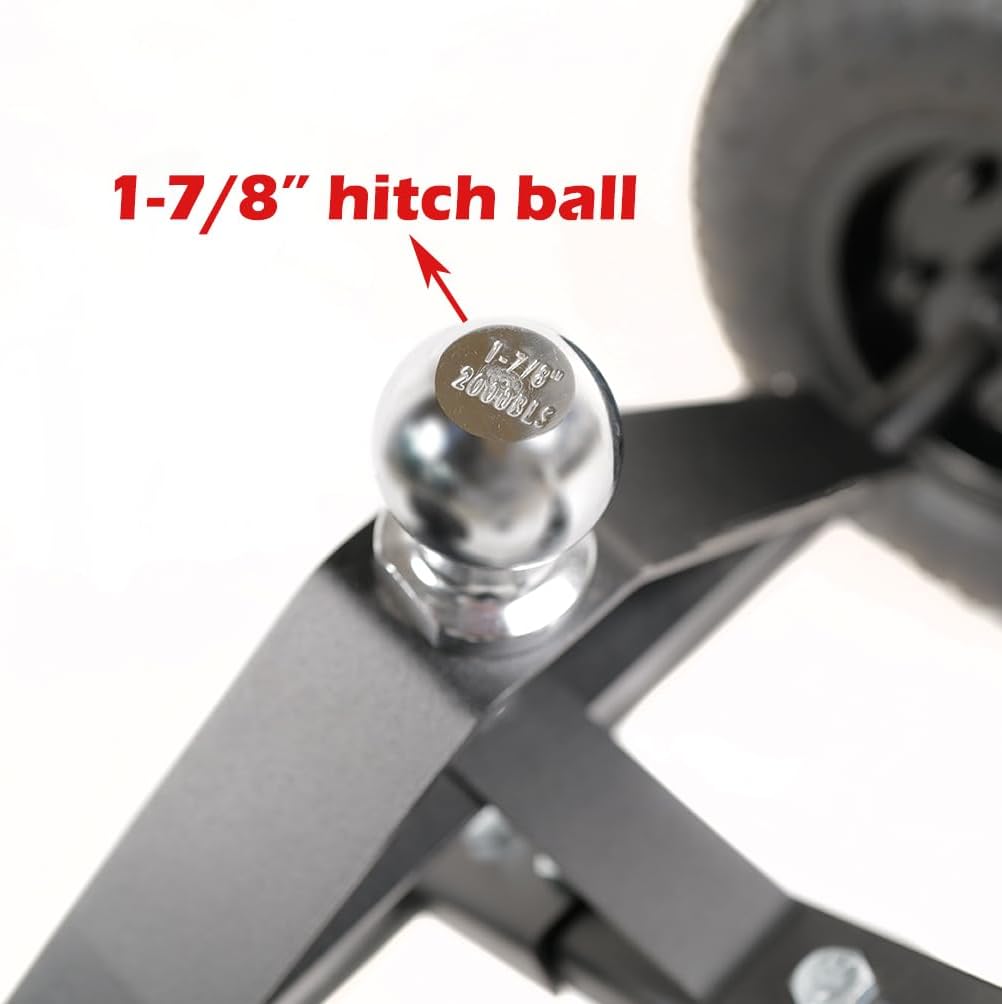fouwick 600LBS Trailer Mover, 1-7/8” Hitch Ball & 12” Pneumatic Tires, Matt Black Powder Coated Steel Trailer Dolly (JT-TC003) Black Wheel, fit for Utility Trailer, Boat Trailer