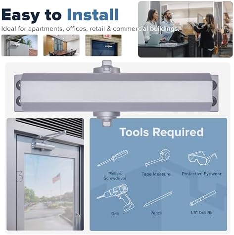 commercial door closer heavy duty - automatic door showing dimensions