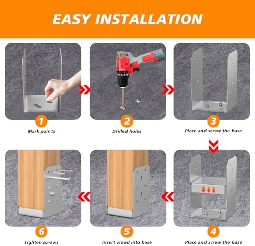 4x4 post base, 4pcs stainless steel adjustable post, package contents