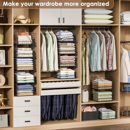 5-tier stackable closet organizers and storage baskets, closet, view 9