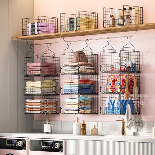 sonyabecca 3-tier closet organizers and storage, foldable stackable shown in use