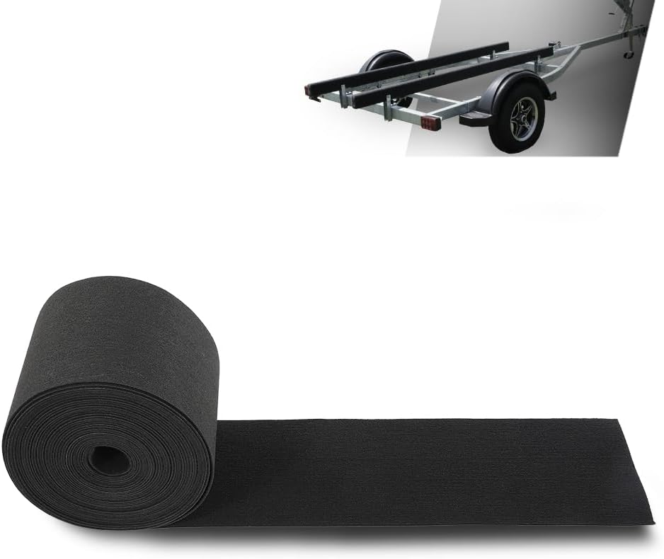 G-PLUS 12" x 75ft Boat Trailer Bunk Carpet, Outdoor Ribbed Marine Bunk Carpet Fit for Boat Trailer Runners Black