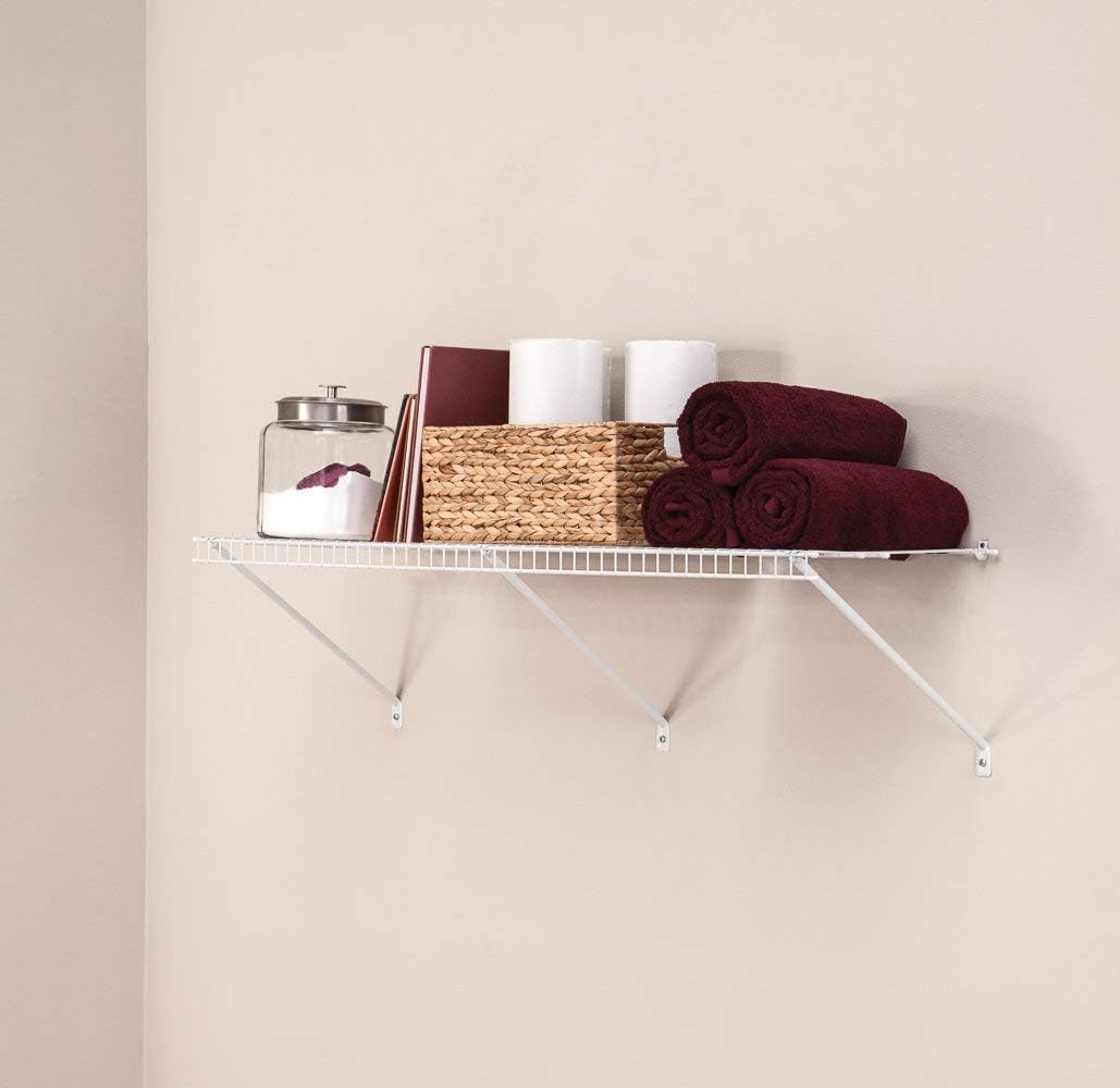 closetmaid multi-purpose ventilated wire shelf kit, 4 ft. shown in use