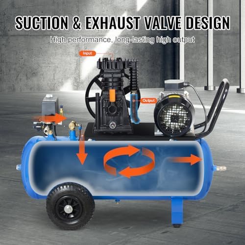 vevor air compressor pump head, 3hp 5.8cfm @ showing dimensions