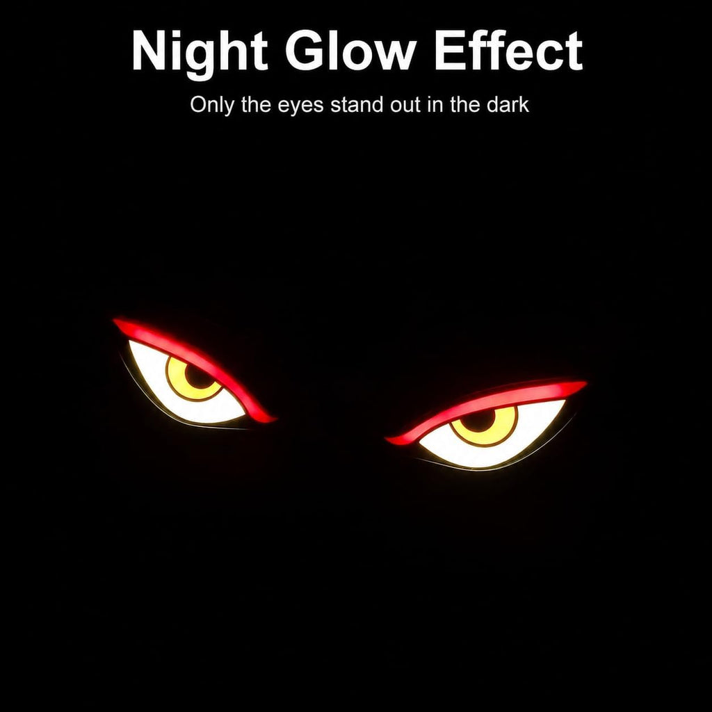 Solar Devil Eyes LED Car Window Light, Wireless No Drill Solar Powered Demon Eyes Warning Lights for Cars Windshield Rear Window, Waterproof LED Eyes Animated for Trucks/SUVs/RV/Vans, 2 Pack (T1-RYW)