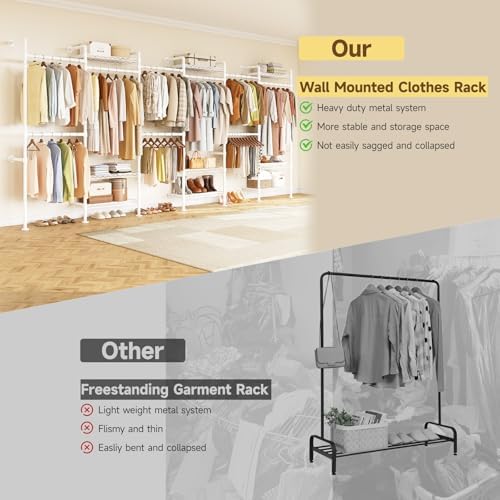 h6 wall mounted closet system, industrial pipe clothes, package contents