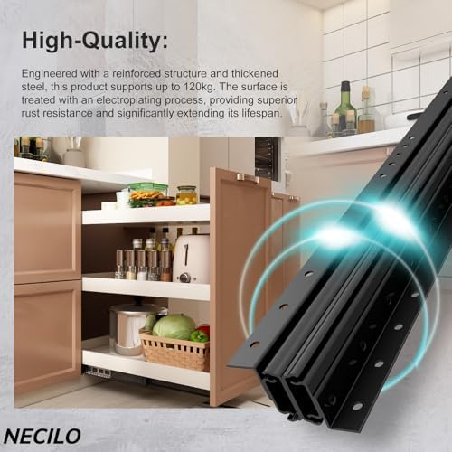 necilo 40 inch undermount heavy duty slides, 260, side view