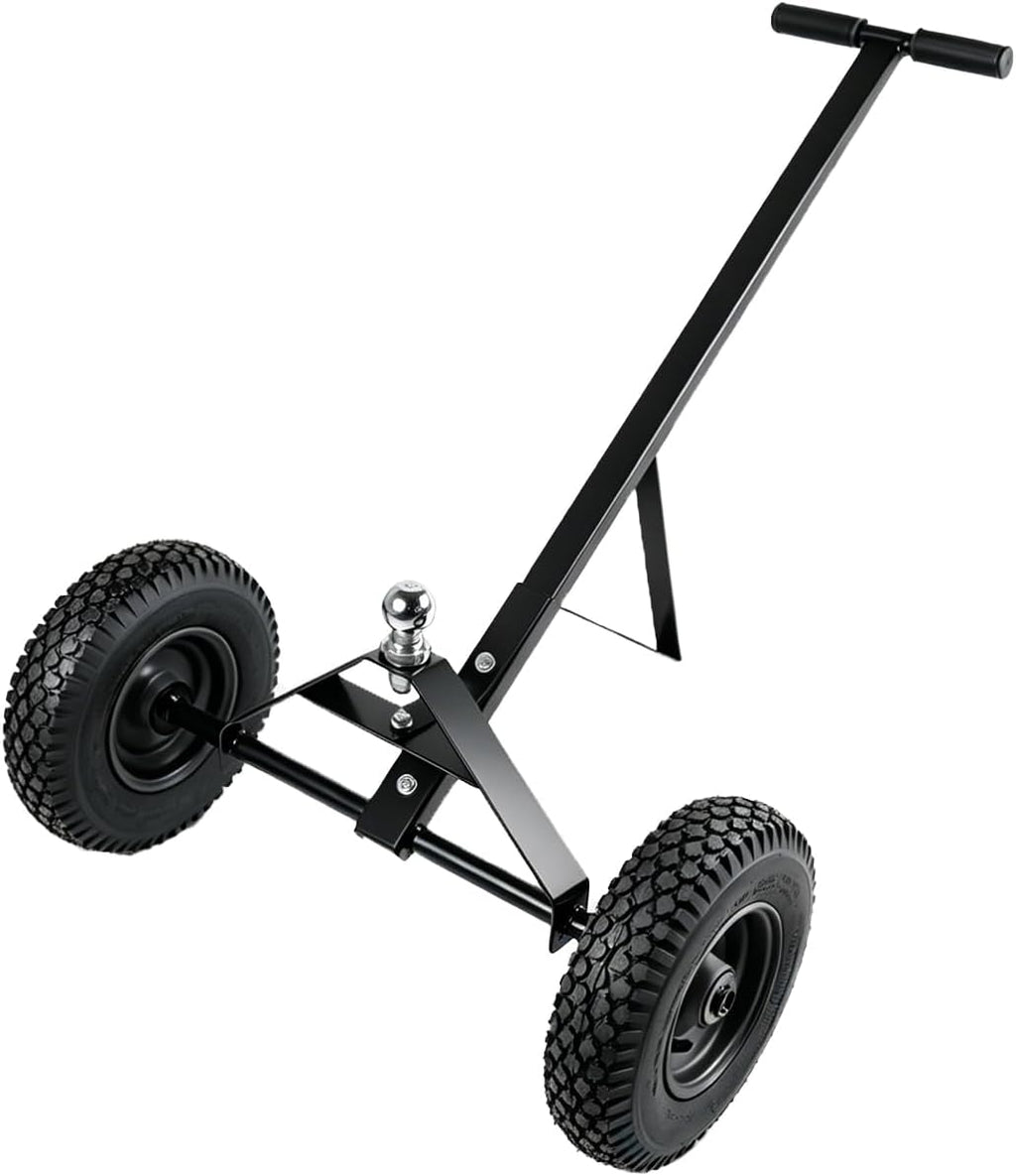 fouwick 600LBS Trailer Mover, 1-7/8” Hitch Ball & 12” Pneumatic Tires, Matt Black Powder Coated Steel Trailer Dolly (JT-TC003) Black Wheel, fit for Utility Trailer, Boat Trailer