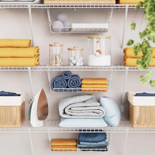 closetmaid hideaway hanging wire shelf for closets, pantries, close-up detail