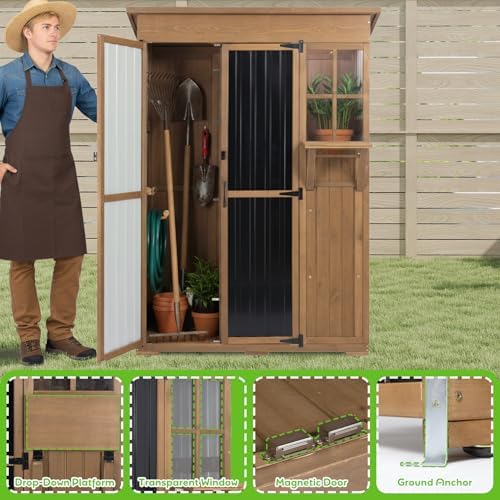large outdoor storage cabinet waterproof with shelves, outside, package contents