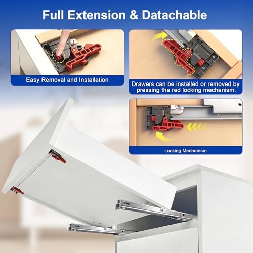 10 pairs 18" undermount soft close drawer slides showing dimensions