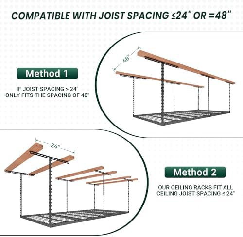 4x8 ft overhead garage storage rack,750lbs weight capacity showing dimensions