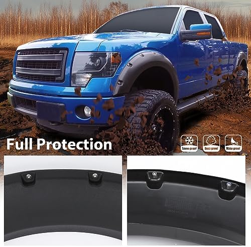 G-PLUS Fender Flares Wheel Arch Covers Platinum & Raptor models) 9L3Z16038A | Compatible with Ford F150 Truck 2009-2014 67.0"/78.8"/97.4" bed models only (Not Fit 9L3Z16039B (Textured Riveted 4 PCS)
