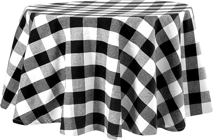 Halloween Round Tablecloth, Black and White Tablecloth 70 inch, 100% Cotton, ...