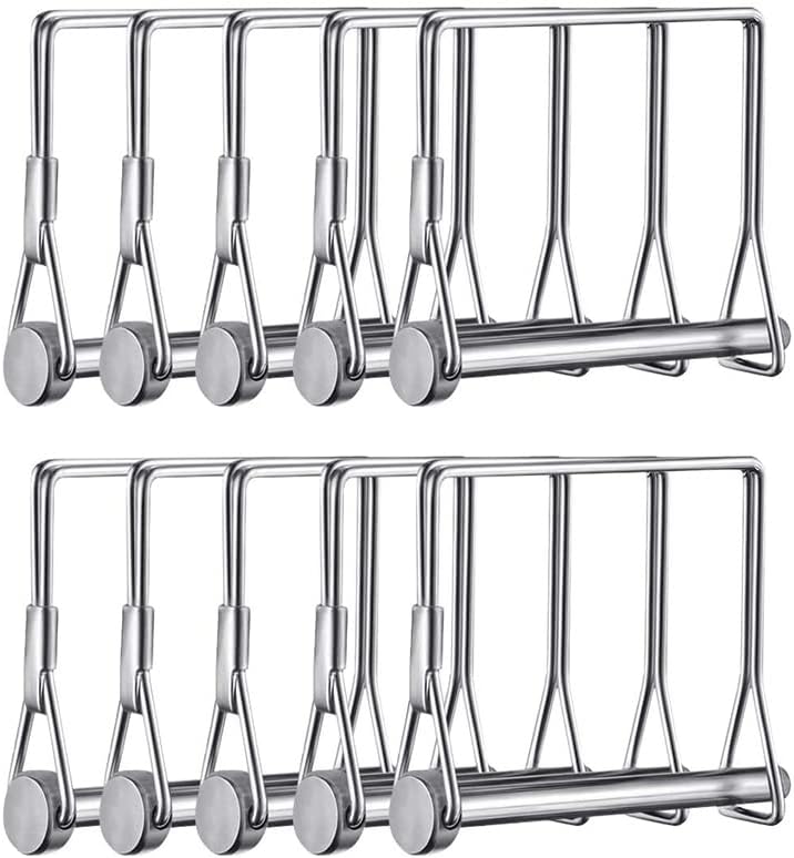 Sunnyway 10 Pcs 1/4 Inch Wire Lock Pin 4 Inch Long Trailer Coupler Pin PTO Pin Heavy Duty Trailer Hitch Locking Pin Safety Shaft Lock Pin for Farm Trailers Tractor Wagons Lawn Garden