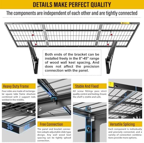 1.64x4ft adjustable rail wall garage storage shelf, for, package contents