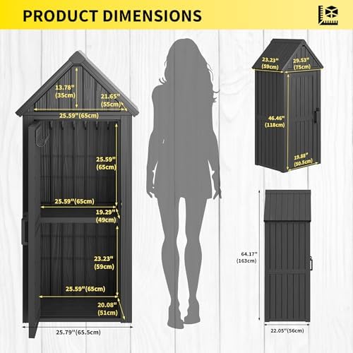 fancyango outdoor resin storage cabinet sturdy all-weather shed, front angle view