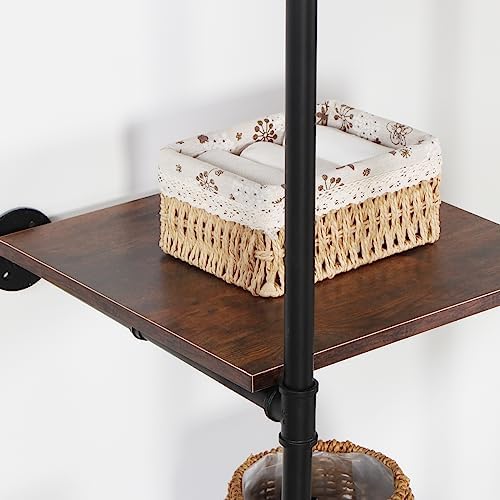industrial pipe clothing rack with shelves, 71inch wall, front angle view