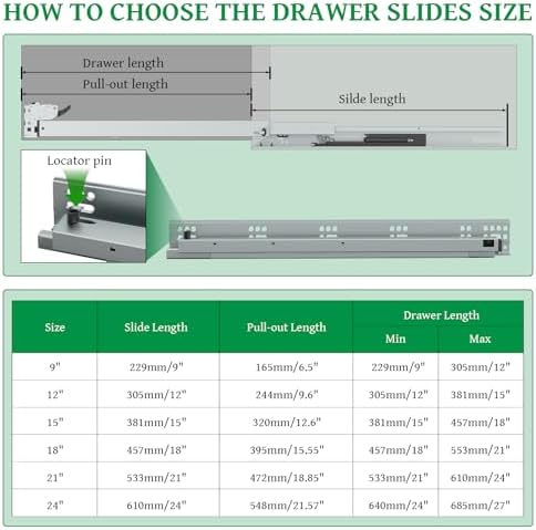 5pair(10pack) 18 inch undermount drawer slides with rear, front angle view