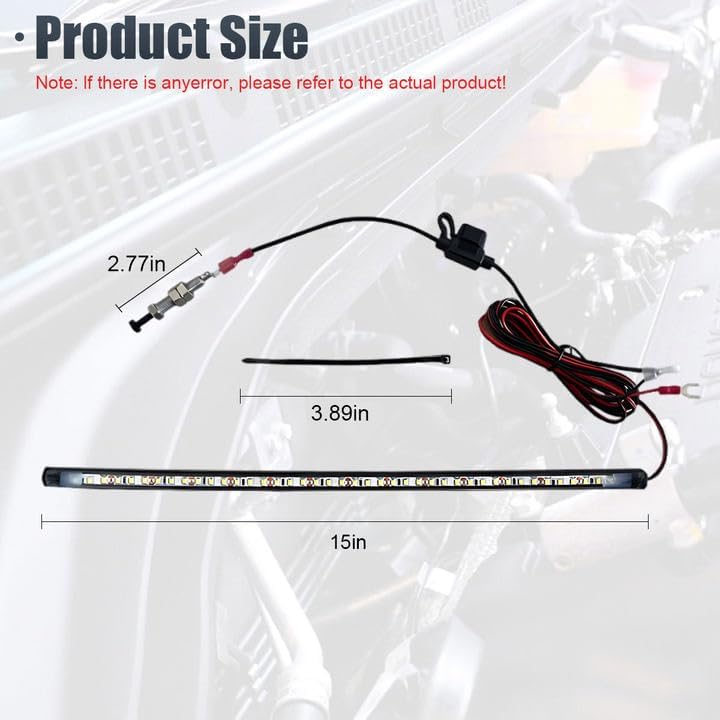 Car Under Hood LED Light Kit, 12V Waterproof Car Under Hood Work Inspection Lights, Automatic On/Off Vehicle LED Strip, Universal Auto Lights Bars for Cars, Trucks, SUVs (2835)