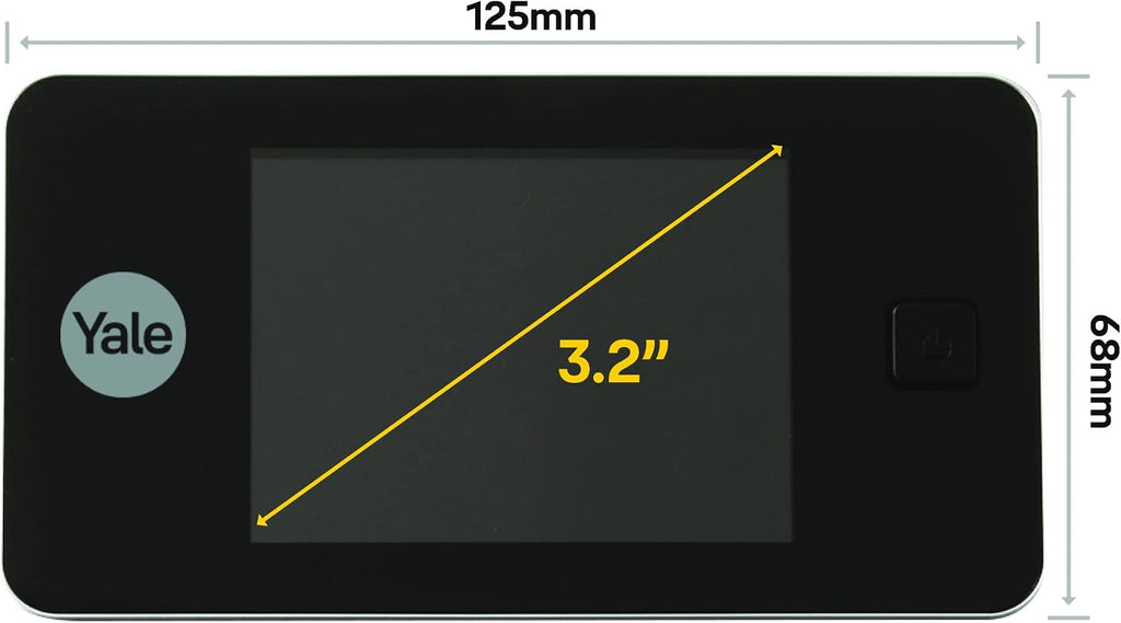 yale 45-0500-1432-00-5011 yy45 05235 digital door viewer, white shown in use