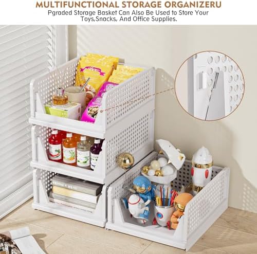 snslxh 5 pack stackable closet organizer box, multifunctional on a desk or shelf
