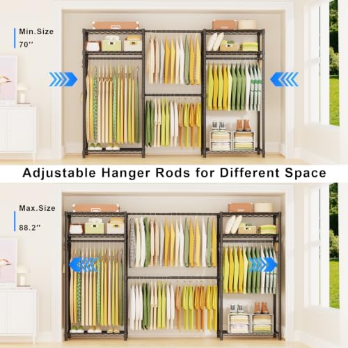 ulif e1 heavy duty closet garment rack, easy, side view