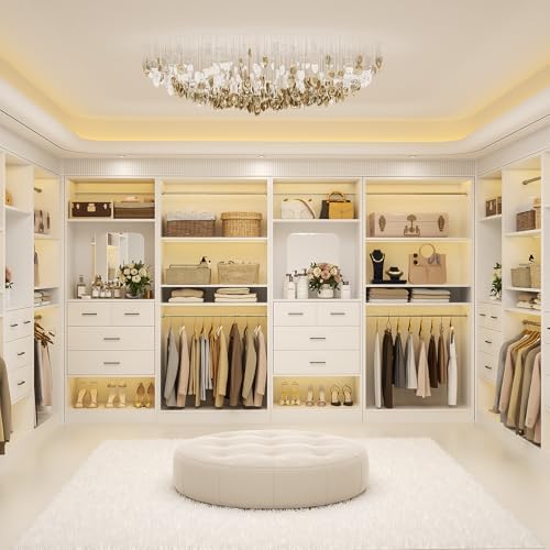 unikito 61" closet system, heavy duty wood closet showing dimensions