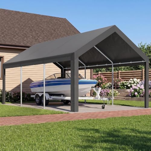 shintenchi 12x20 ft heavy-duty design carport,portable garage canopy,carport, close-up detail