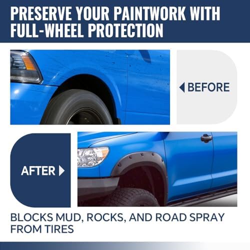 4PCS Fender Flares Compatible Chevy Silverado 2500HD 3500HD 2014-2018,Only Fit 6.5ft & 8ft Long Bed Models Wheel Trim Accessories