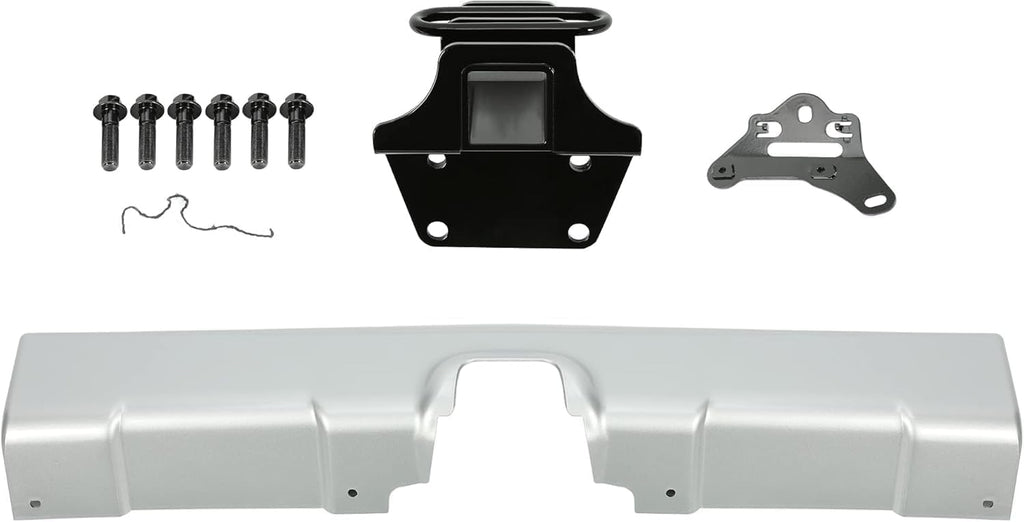 HECASA Trailer Hitch & Bumper Panel Compatible with 2007-2014 Toyota FJ Cruiser Replacement for PT228-60060 Steel & Plastic Powder Coated & Painted Black Hitch & Silvery Panel