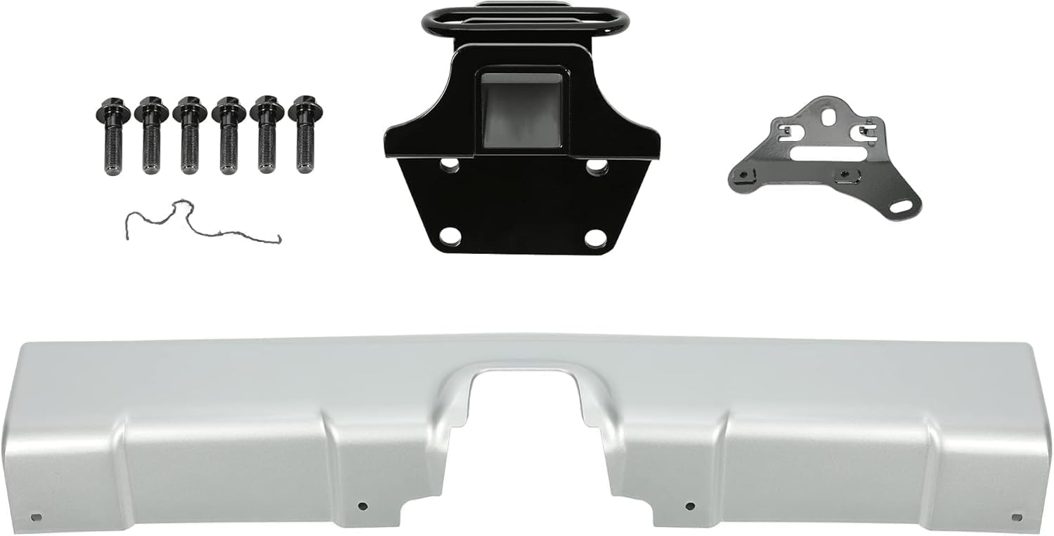 HECASA Trailer Hitch & Bumper Panel Compatible with 2007-2014 Toyota FJ Cruiser Replacement for PT228-60060 Steel & Plastic Powder Coated & Painted Black Hitch & Silvery Panel
