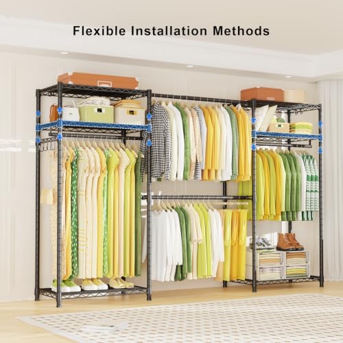 ulif e1 heavy duty closet garment rack, easy showing dimensions