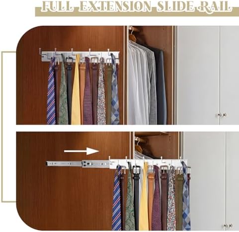 blulu 2 pcs 13.8'' sliding tie rack hangers, side view