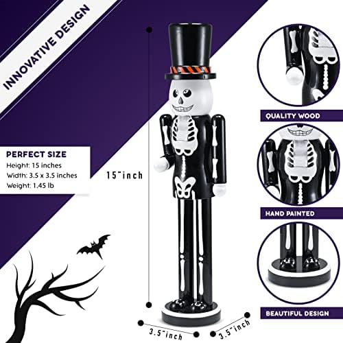 Ornativity Christmas Scary Skeleton Nutcracker – Black and White Wooden Day o...