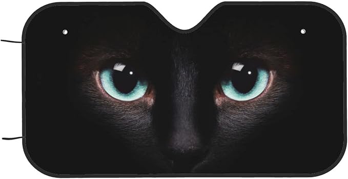 Black cat Eyes Car Windshield Sunshade Front Window Sun Visor Protector - Image 9