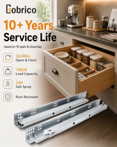 gobrico undermount drawer slides bottom mount soft close, package contents