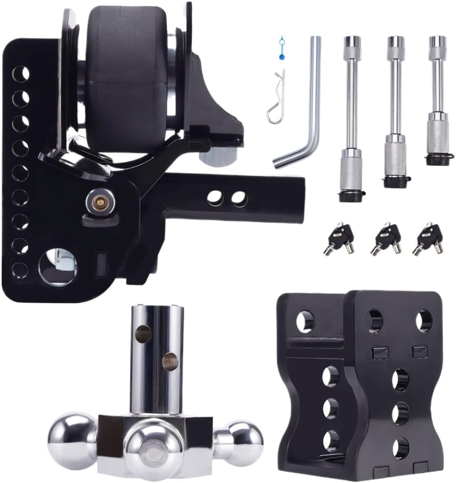 Adjustable Trailer Tow Hitch 6 Inch Drop Rise Three Ball 12000 Lbs