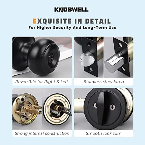 knobwell 3 pack keyed alike entry door knobs, package contents