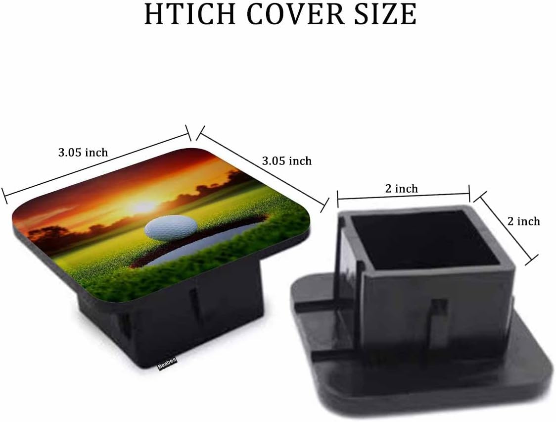Golf Tube Hitch Cover 2 Inch Sport Golf Ball Grass Hole Sunlight Rubber Receiver Tube Hitch Plug for Cars, Square Hitch Plug Covers for Trucks