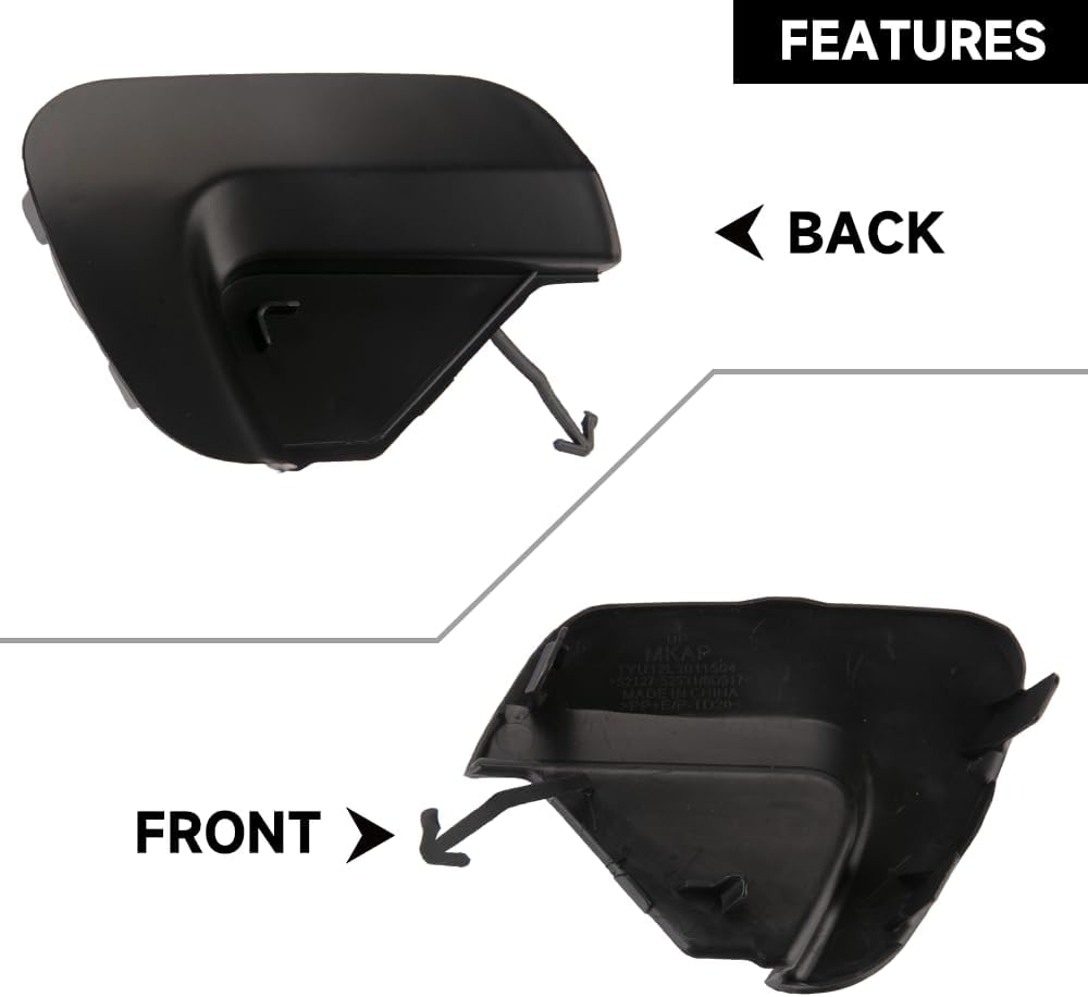 Unpainted Front Right Bumper Tow Hook Cover Cap for Toyota Yaris 2012-2014 | Durable and Sturdy | 52127-52931, 52127-0D917 | Tow Hook Eye Hole Cover Cap - Black