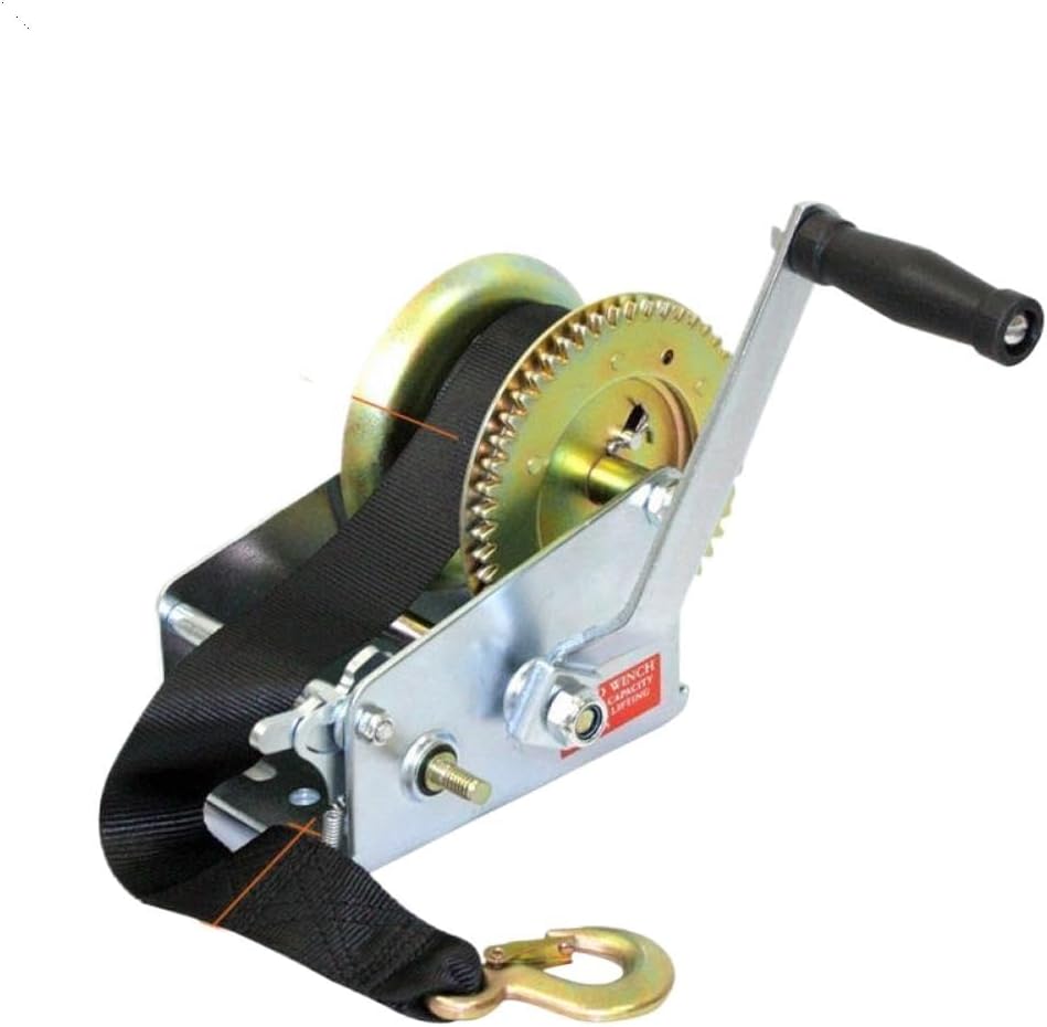Extra Long 8M Cap 2500LBS 1134KG Synthetic Strap Hand Winch Webbing Compatible with Car Boat Trailer