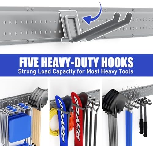 garage tool organizer wall mount 49.5 inches with showing dimensions
