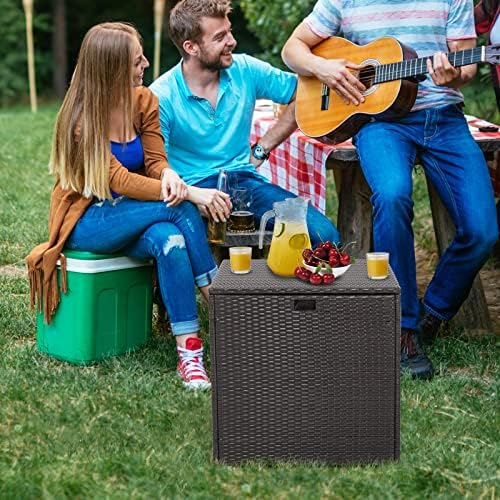 happygrill outdoor storage deck box, 72 gallon square shown in use